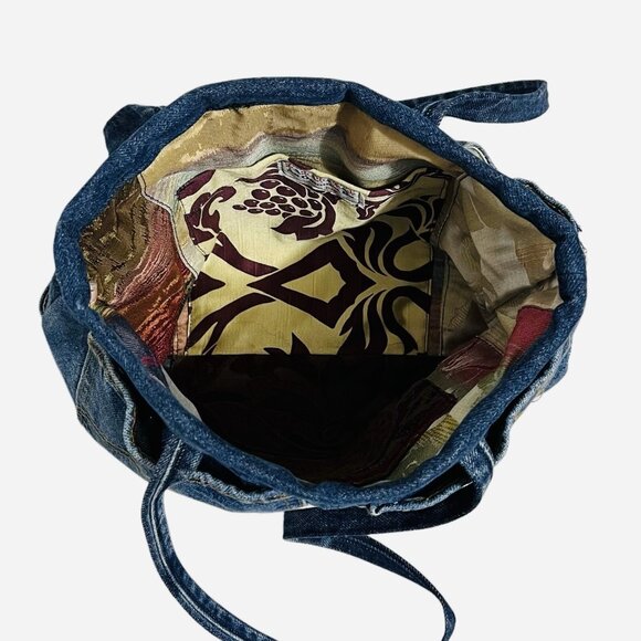 Handmade Denim Jean Purse Chic Boho Pockets Handbag Vtg 1980's Fashion Upcycled - Picture 5 of 6